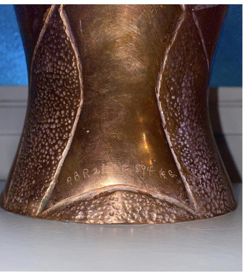 Signed Hand Hammered Heavy Gauge Copper Vase 15”H 10Lbs