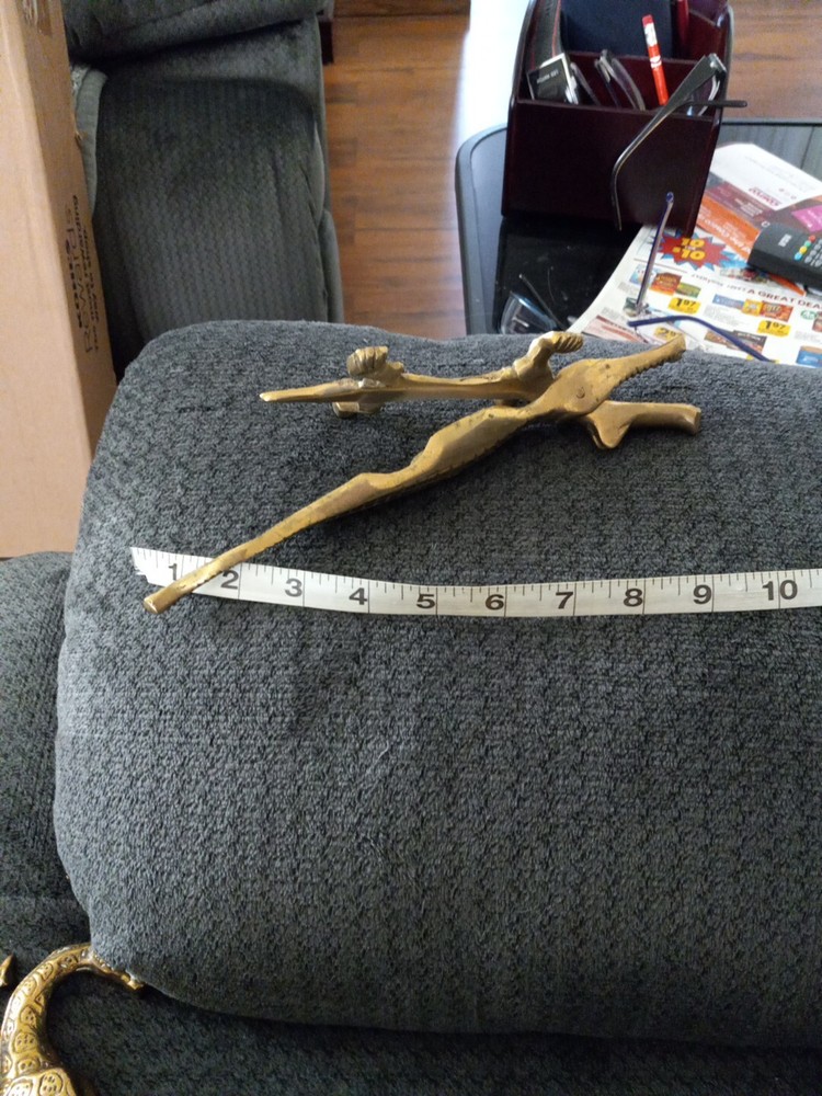 Vintage Alligator Shaped Brass Metal Nut Cracker
