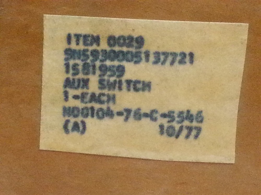 Mil-Spec Westinghouse Rotary Switch Part # 1581959