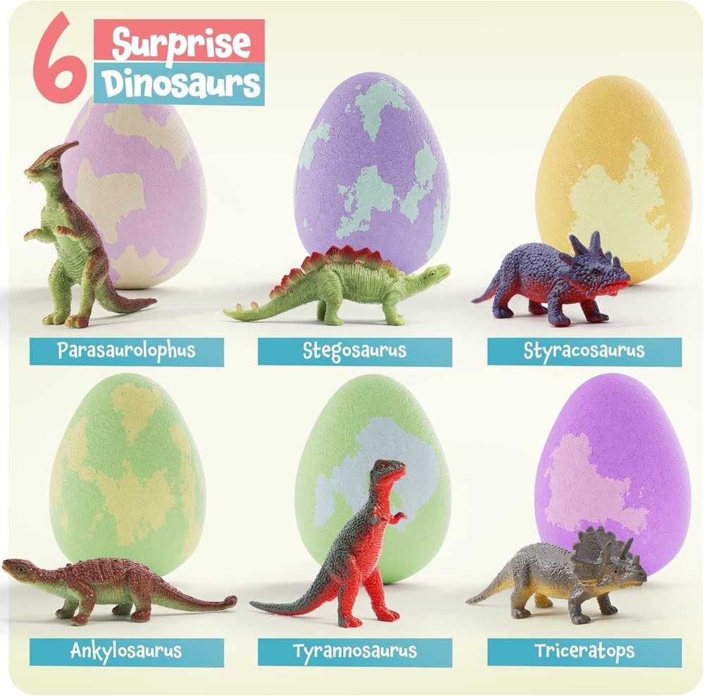 Dino Egg Bath Bombs with Surprise Inside for Kids - 6 Pack