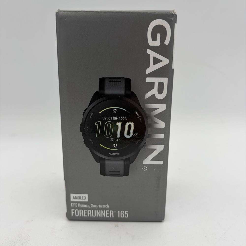 Garmin Forerunner 165 GPS Running Smartwatch AMOLED Training Black / Slate - NEW