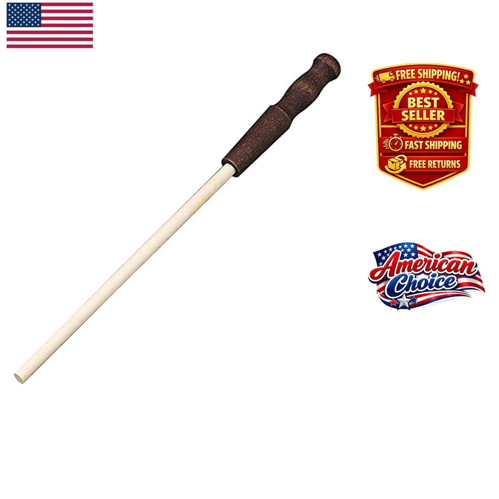 Very Fine 11.5" Ceramic Sharpening Stick with Wood Handle - Professional Tool