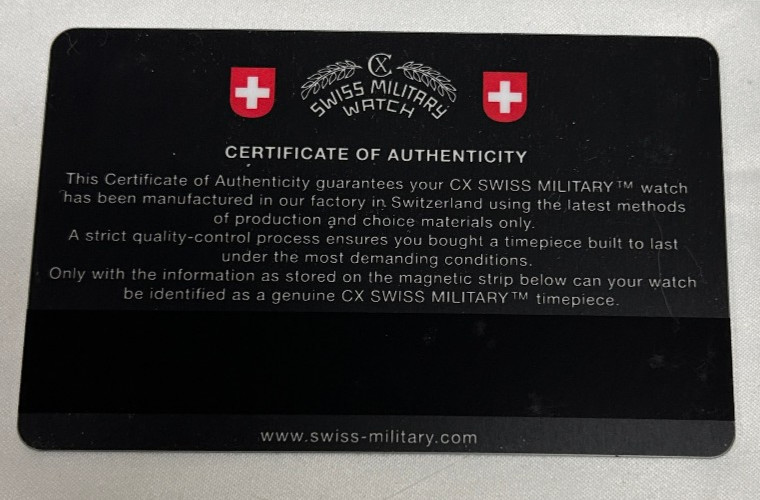 Swiss Military Certificate of Authenticity