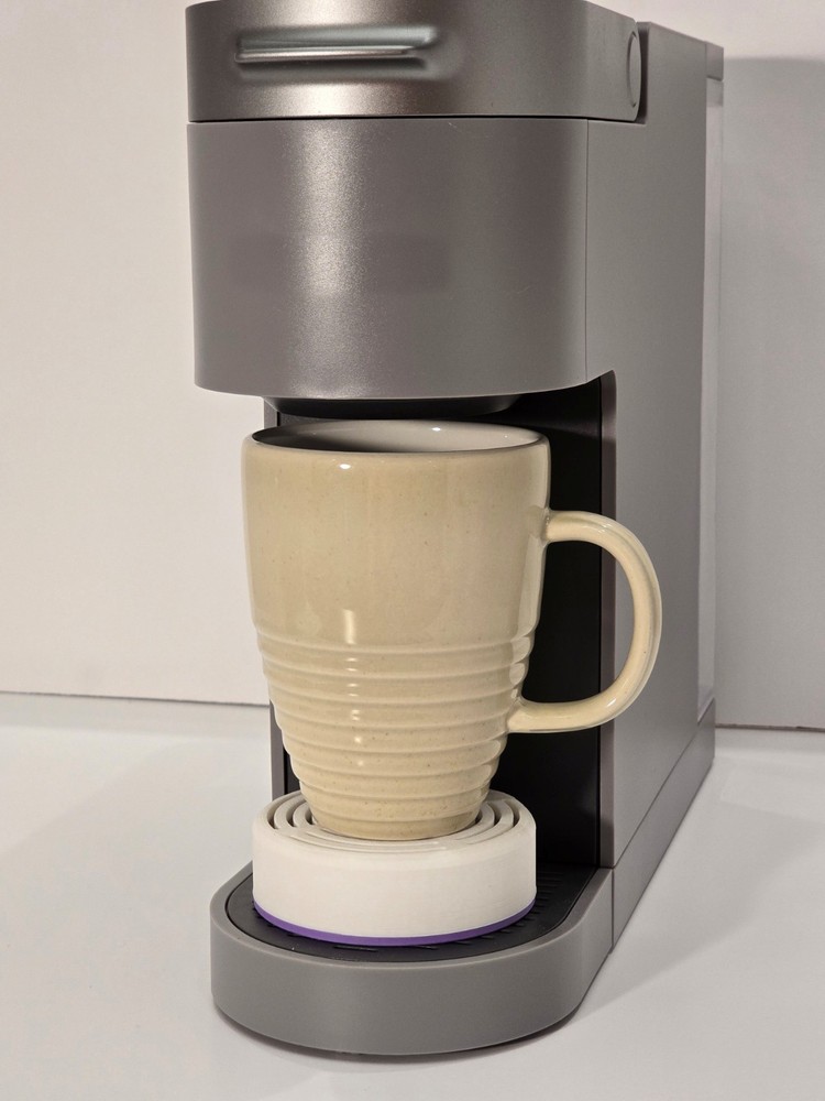 Anti-Splash Adjustable Cup Stand Accessory for Keurig Coffee Makers White/Lilac
