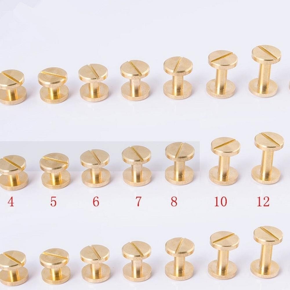 5/10Pcs Height 8mm Leather Craft Chicago Nail Brass Solid Rivets Stud Head zq