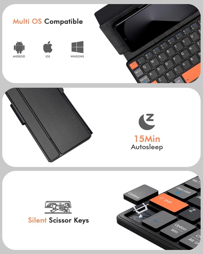 Doohoeek Universal Bluetooth Mini Keyboard, Wireless Compact Keyboard with Or...
