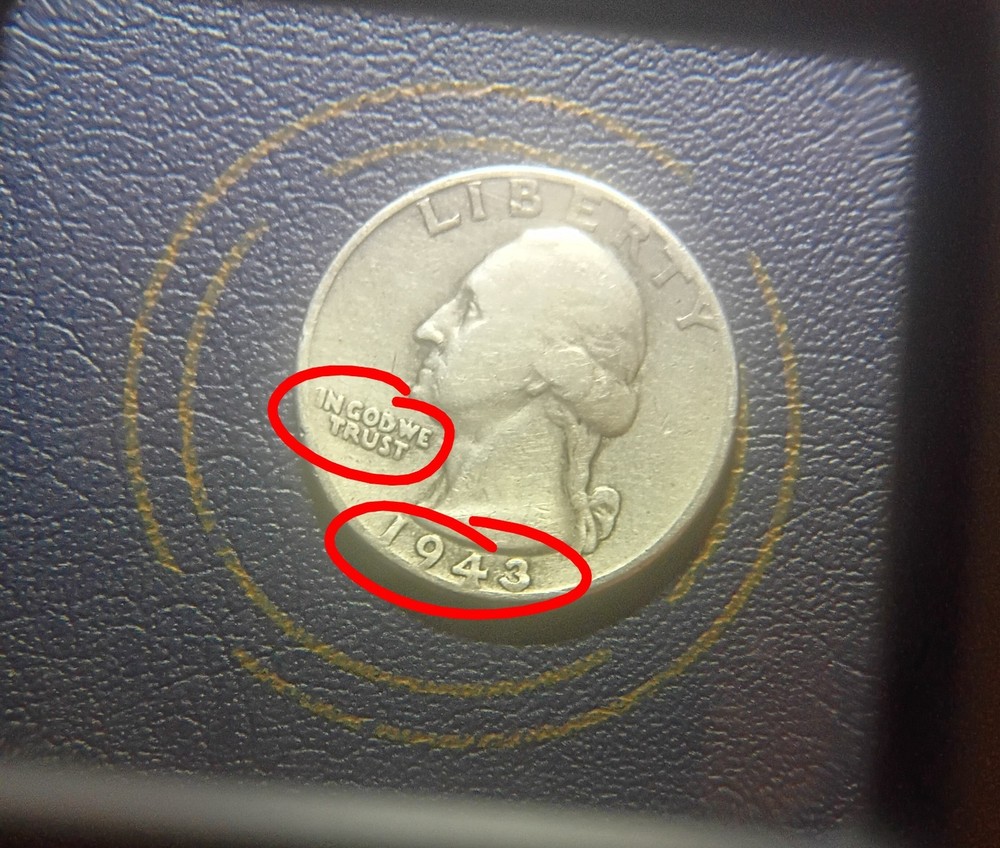1943 Washington Quarter Silver Coin,  With Multiple Errors.