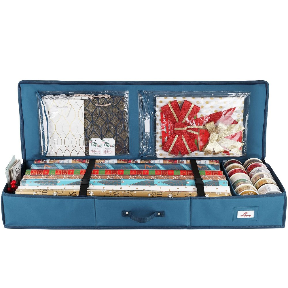 Hearth & Harbor Wrapping Paper Storage Organizer Container - Christmas Wrapp...