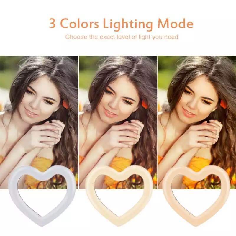 6'' LED Heart-shaped Light Dimmable Cold Warm ring Light with 6” stand