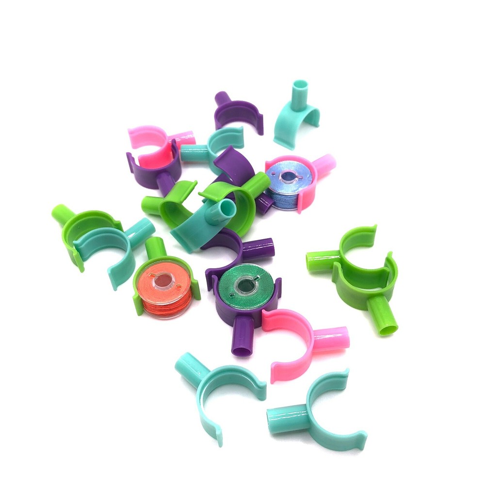 PeavyTailor 60 Pcs (#2) Bobbin Holders Bobbin Clip Spool Hugger with Handle Part
