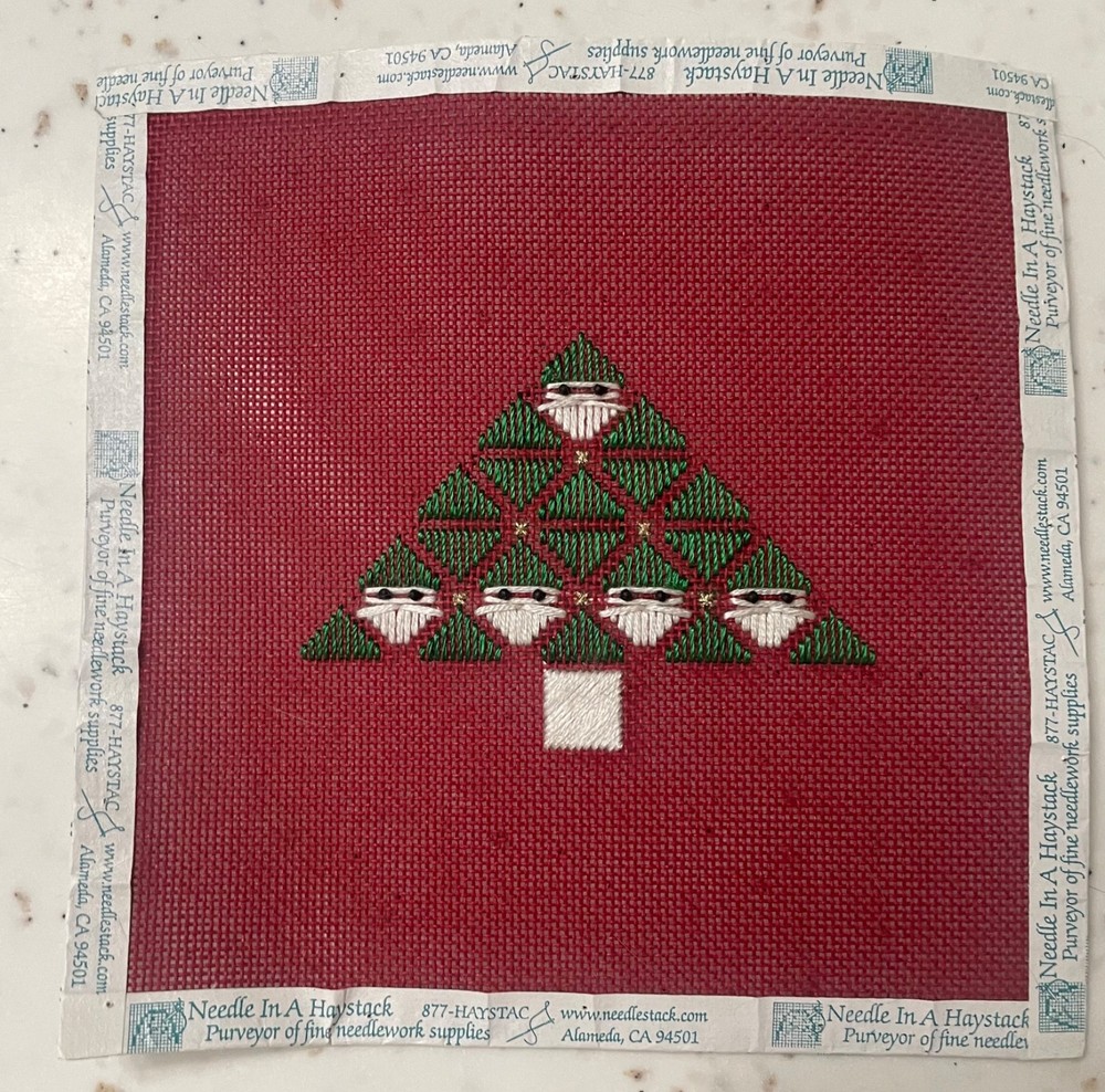 Santa's Christmas Tree Partially Stitched Canvas - Class Project