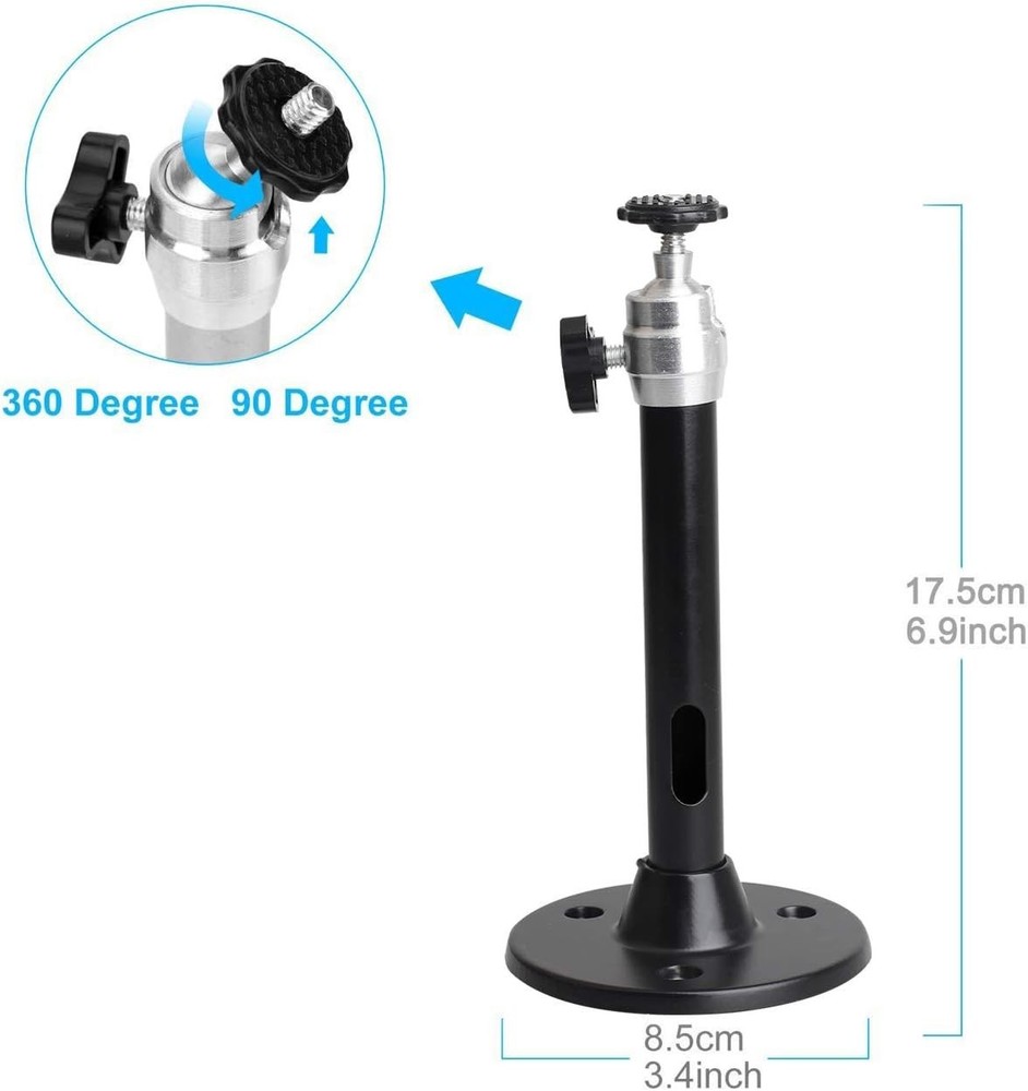 Adjustable Ceiling Projector Mount for Mini Projectors - 175mm Metal Black Stand