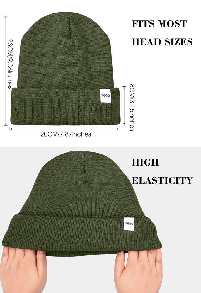 FEQO 6 Pack Satin Lined Winter Beanie Soft Silk One Size, Solid Colors