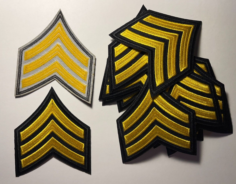 sergeant rank patch 3.5" tall chevron police patch 3 stripe Sergeant stripes