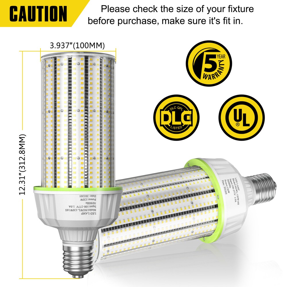 120W LED Corn Cob Light Bulbs E39 Mogul Base 6000K Replacement 400 Watt HID/HPS