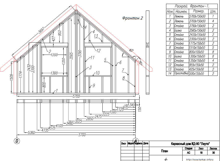 Construction Drawings/ DESIGN / PLANS / Frame house Lauta (KD-90)