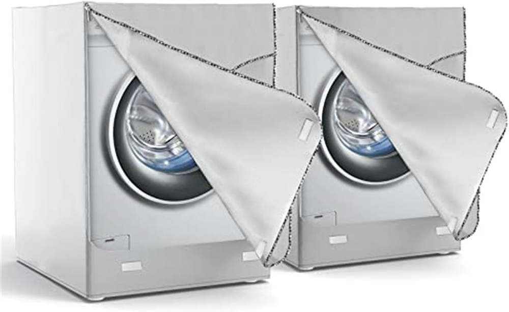 Durable Front Load Washer Dryer Cover Silver Drawstring Waterproof UV Resistant