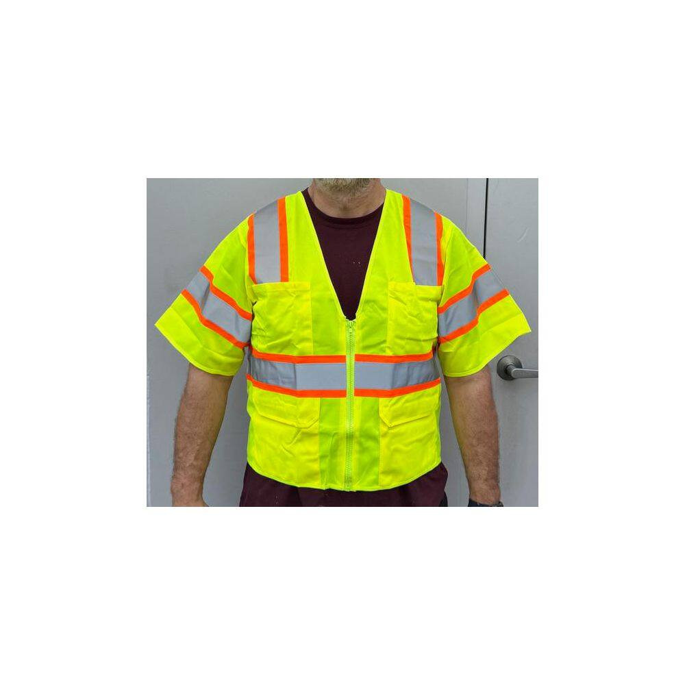 High Visibility Lime Green Class 3 Safety Vest