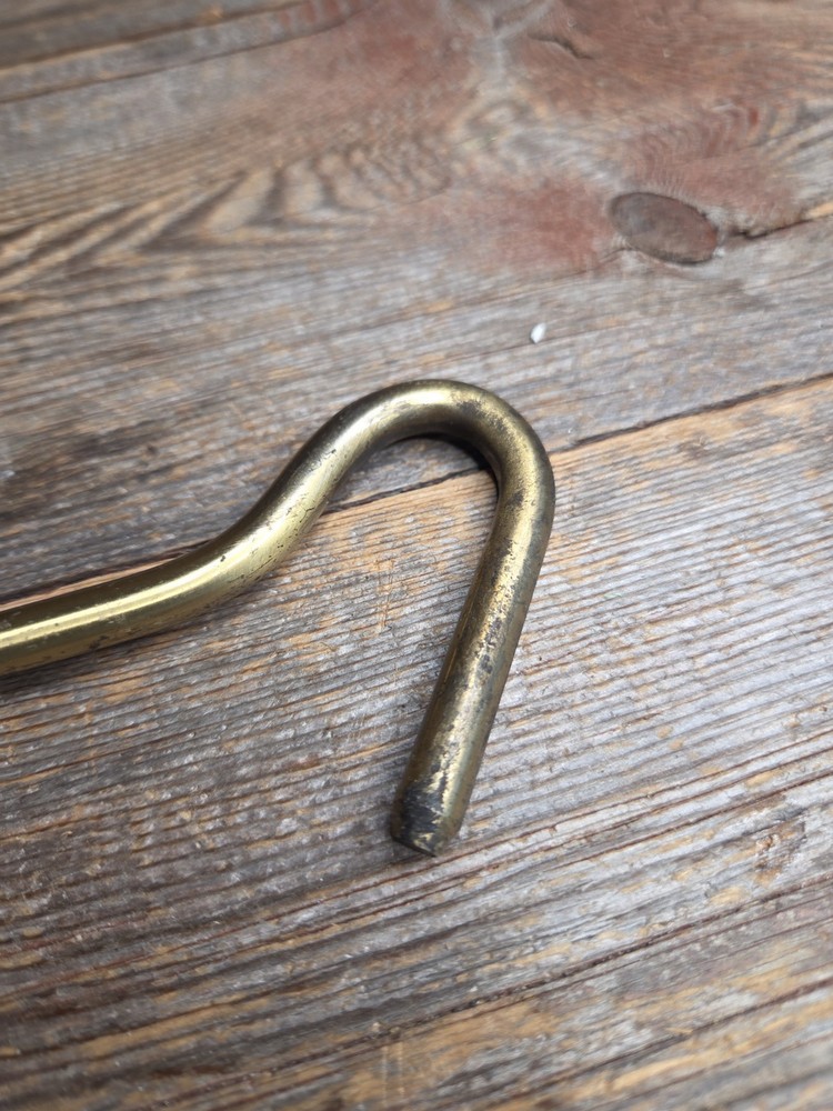 Vintage Brass Fireplace Damper Hook 12"