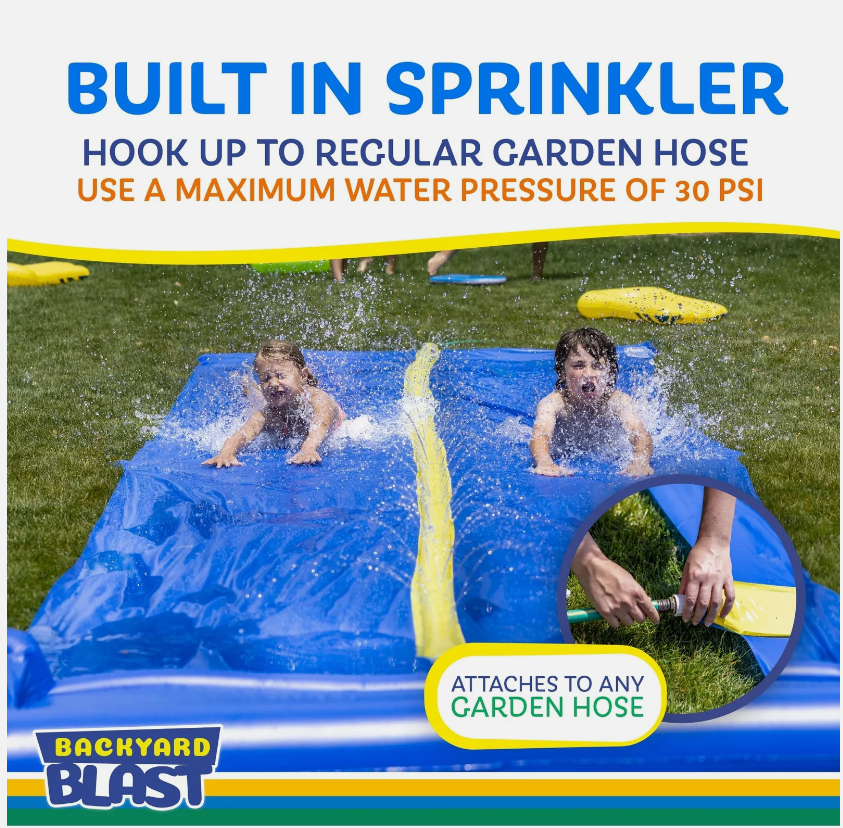 BACKYARD BLAST - 30' Waterslide with Splash Zone - Easy to Setup - Extra Thick