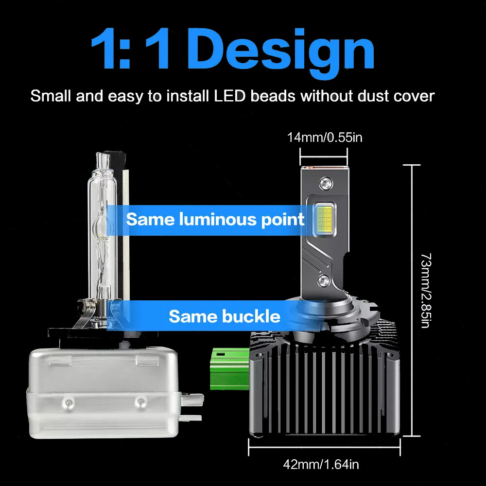 2pcs D3R D3S LED Headlight Bulbs 200W 6000K Super White HID Xenon Conversion Kit