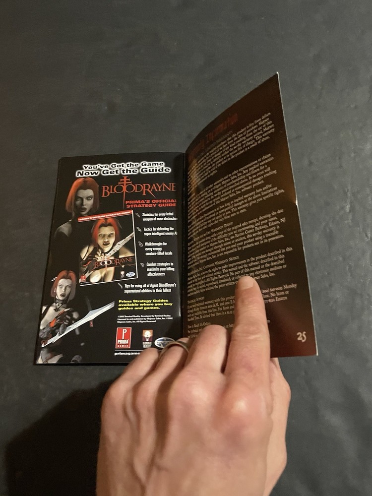 Bloodrayne ps2 Manual Only