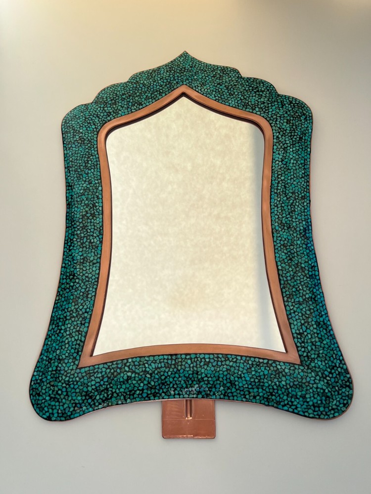 Persian Turquoise Inlay Copper Mirror