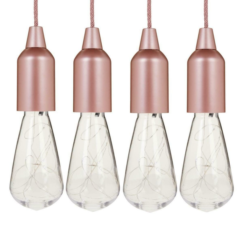 Improvements 4-Pack LED Edison Firefly Fairy Pull Lights w/ Remote, Rose