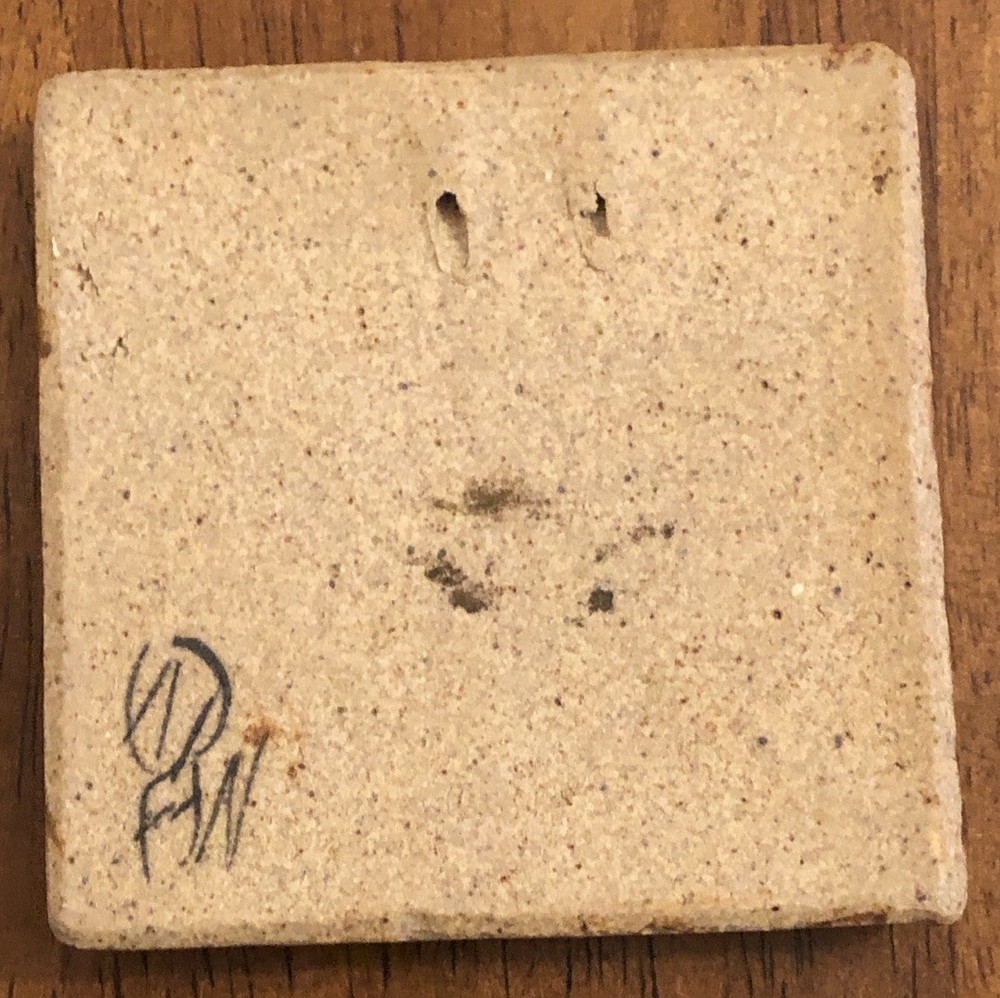 Glazed Pottery Ceramic Tile Turtle Reptile Signed Mex 2.5 In