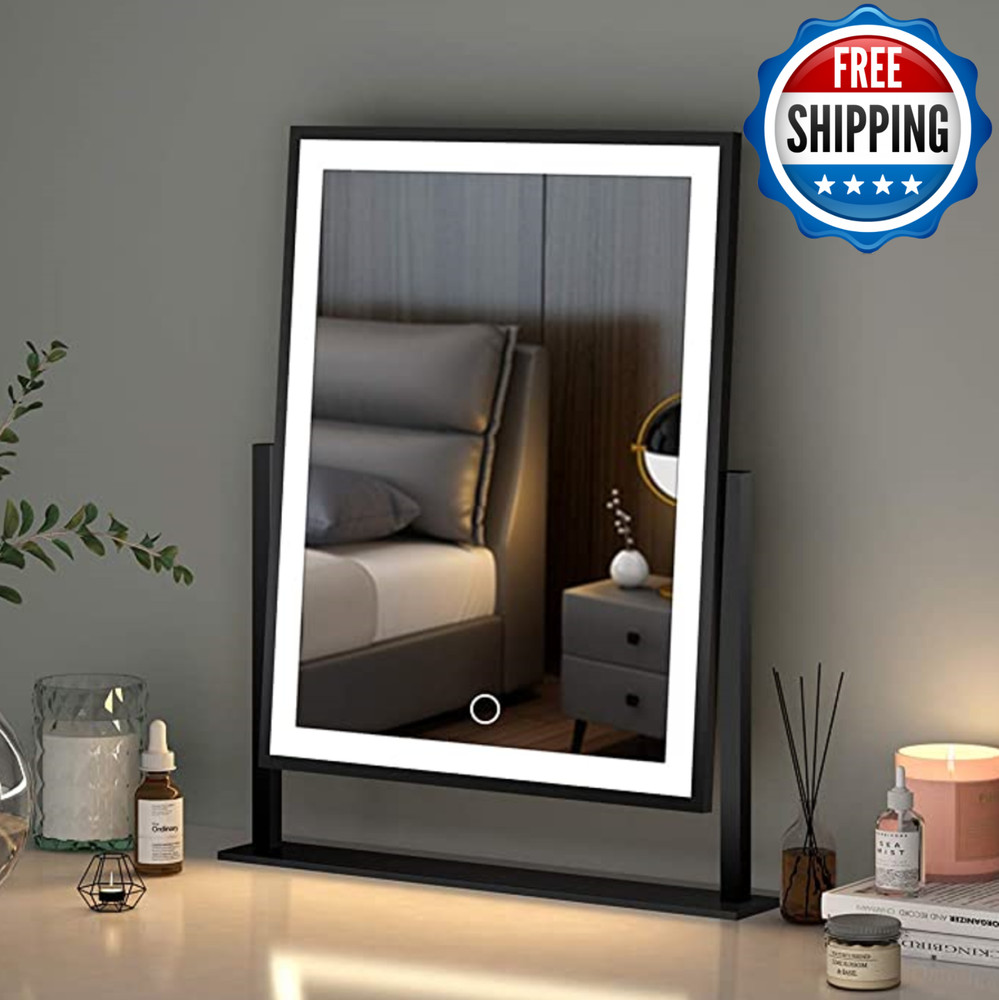 Makeup Vanity Mirror Smart Touch Control 3 Color Dimmable Light 360°rotation 16"