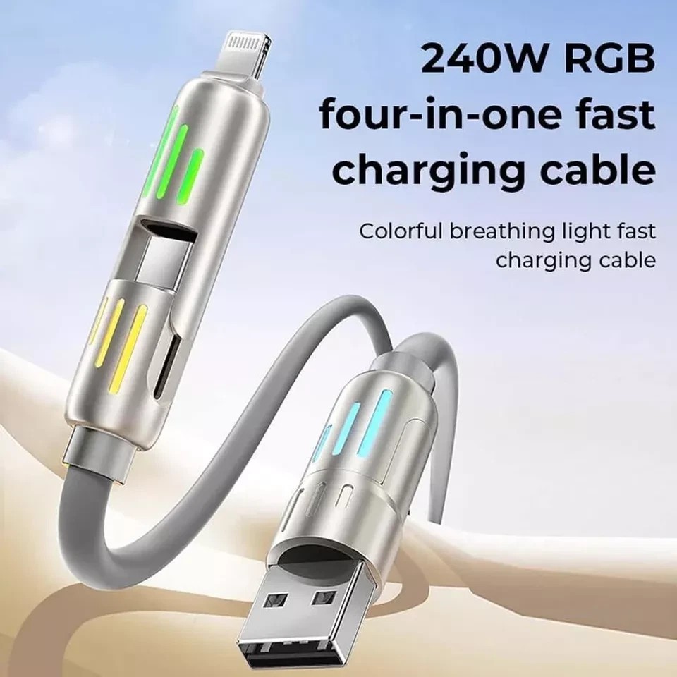 240W 4-in-1 Multi Fast Charging Cable Cord USB TYPE C for iPhone samsung android