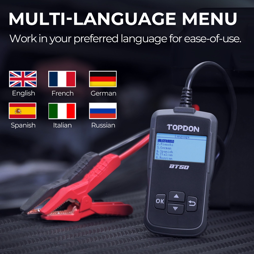 TOPDON BT50 Car Battery Tester Electrical System Diagnostic & Analysis Tool