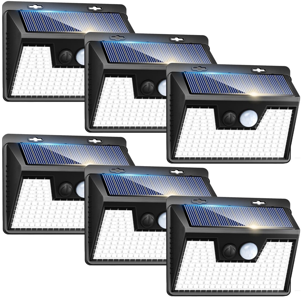 Solar Lights Outdoor Motion Sensor, 6 Pack 140 LED Solar Powered Fence Light ...
