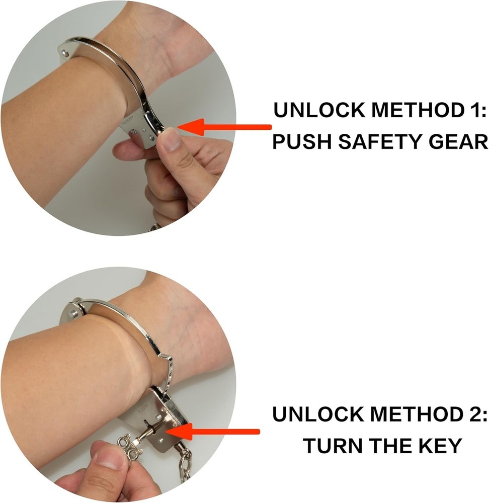 Adjustable Metal Handcuffs for Pretend Play
