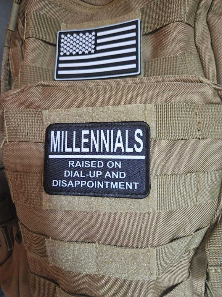 Millennials raised on dial up meme patch 2"x3" hook & loop backing morale patch