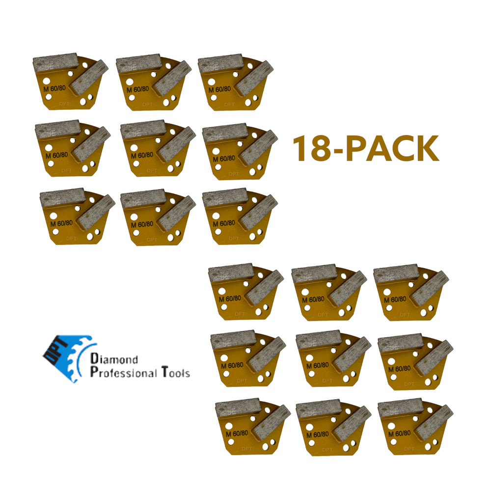 18 Pack Bolt on Diamond Grinder Tooling For Concrete Floor Grinders Medium Bond