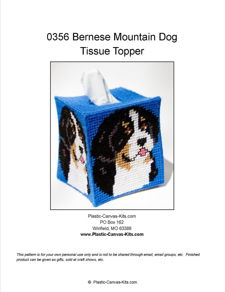 Bernese Mountain Dog Tissue Topper-Plastic Canvas Pattern or Kit