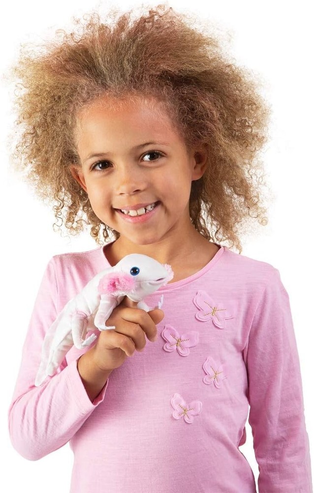 Folkmanis Axolotl Finger Puppet, White, Pink