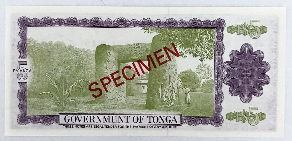 TONGA 1978 . 1 - 10 PA' ANGA BANKNOTES . SPECIMEN . WITH CERTIFICATE . UNC