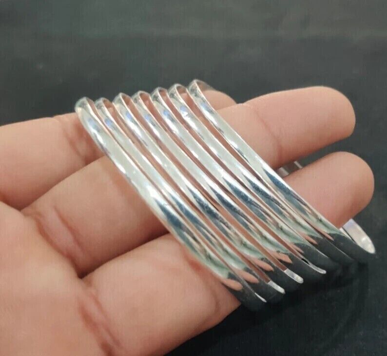 Set Of 7 Simple Bangle Solid 925 Sterling Silver Handmade Women Bangle, M286