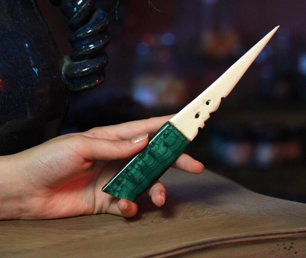 Malachite and Bone Athame
