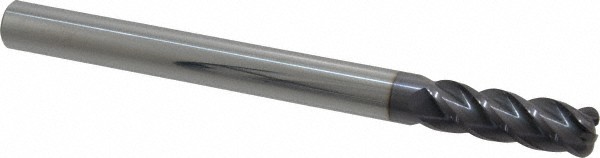 Accupro 1/2" Diam 4 Flute Single End Solid Carbide 1/8" Corner Radius End Mil...