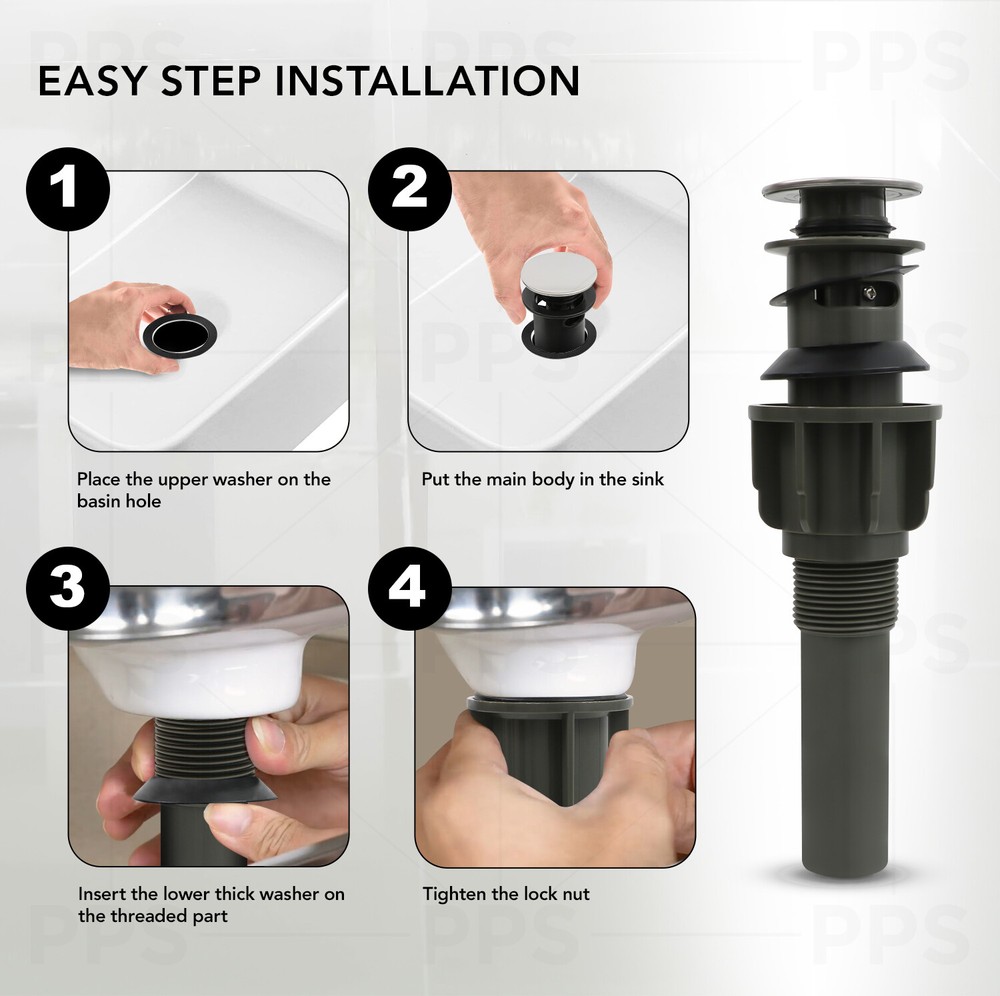 Bathroom Sink Pop-Up Drain Assembly with Overflow for vanity, Chrome