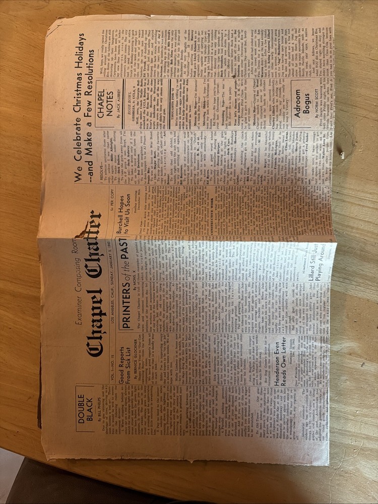 1940’s Chapel Chatter Newspaper Press