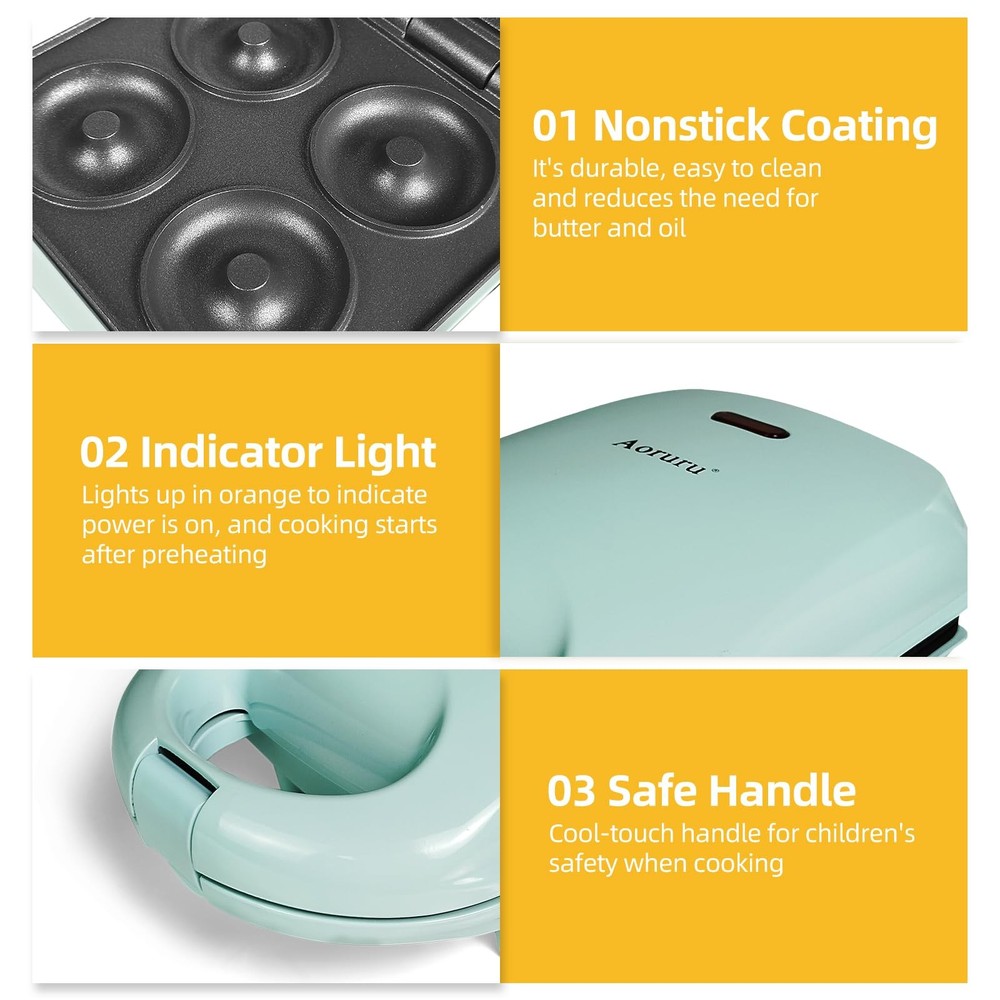 Mini Donut Maker for Make 4 Doughnuts