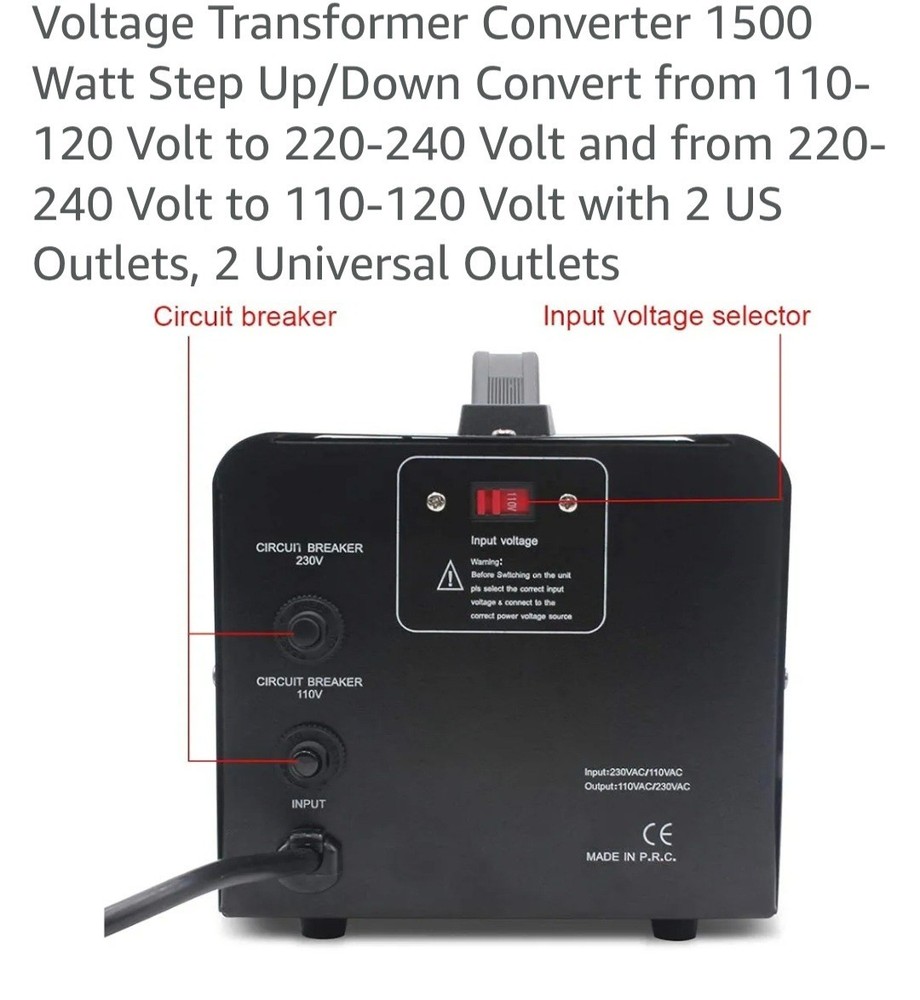 LVYUAN Voltage Converter Transformer 1500 Watt Step Up/Down Convert