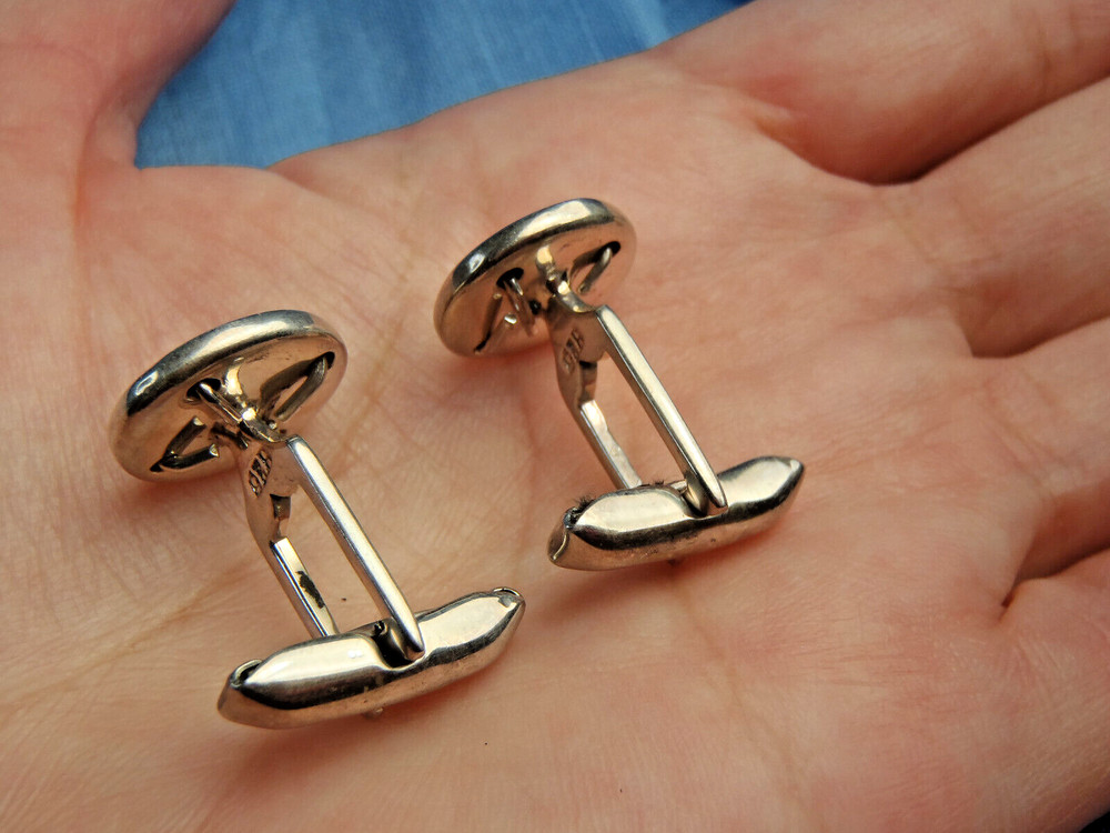 Vintage Sterling Silver HandMade Button Cufflinks 1960s