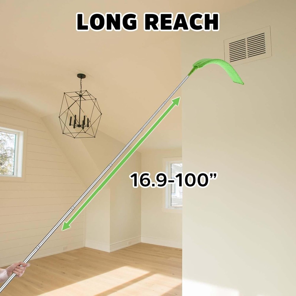 Cobweb Duster with Extension Pole, Ceiling Fan Duster with Long Handle, Spide...