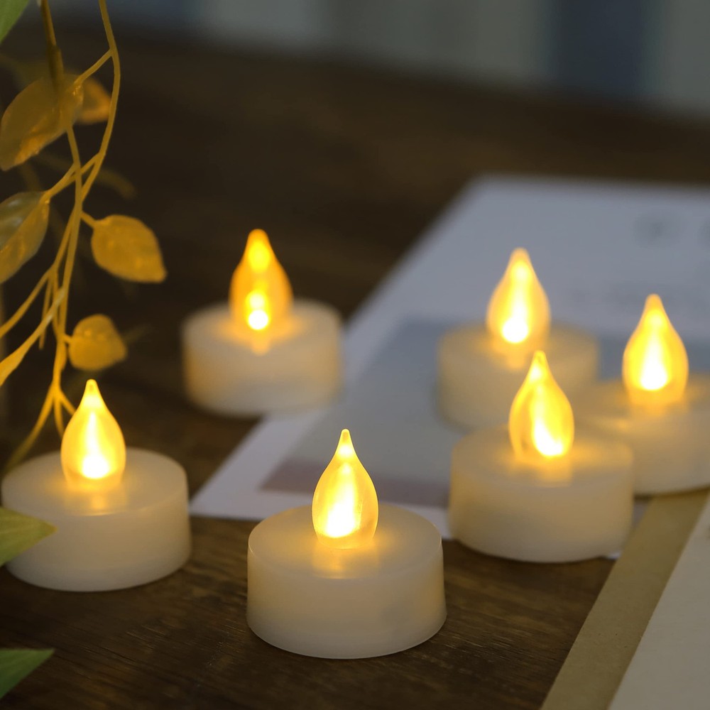 6 Pack Flickering Battery Operated Tea Light with Remote Small, Warm White