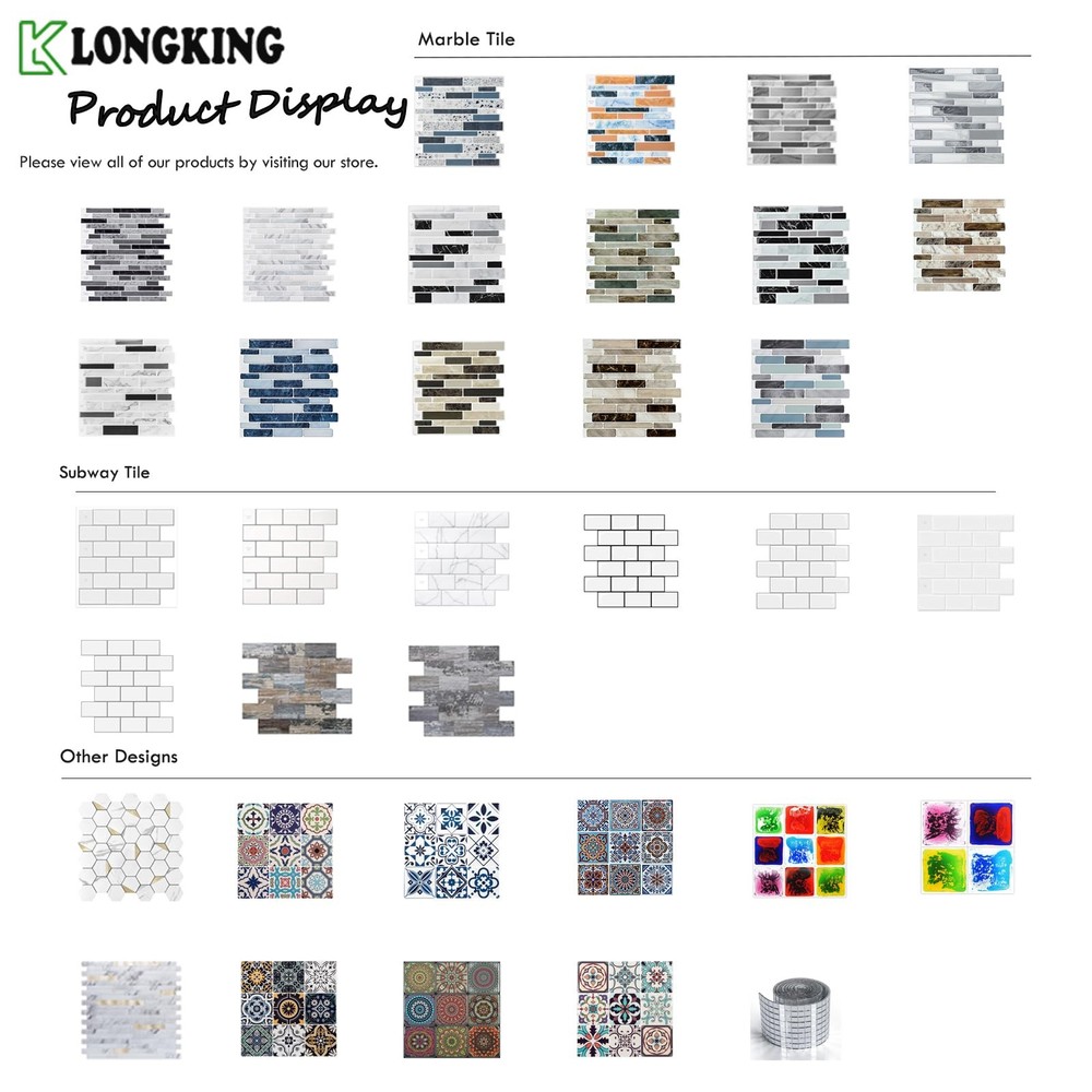 LONGKING Marble Peel and Stick Backsplash for Kitchen, 3D Adhesive Tile Backs...
